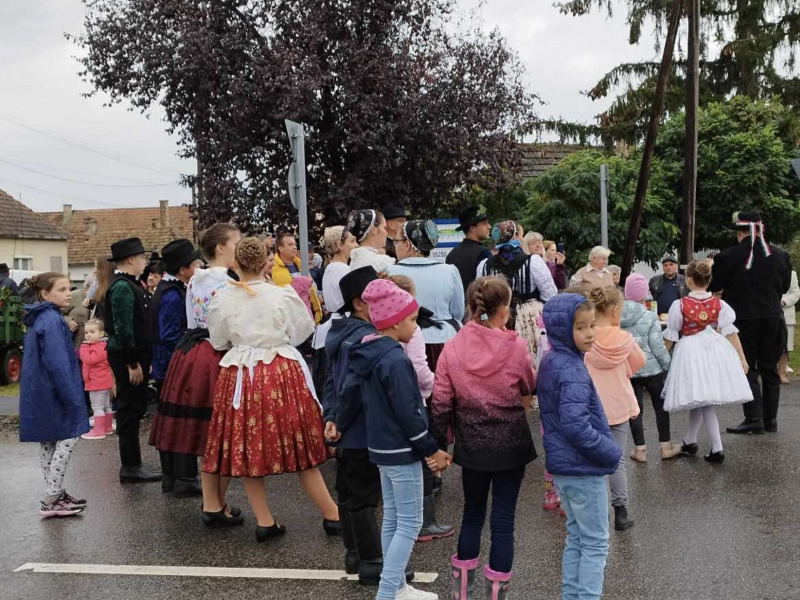 Eső áztatta, vidám szüreti felvonulás Uszódon